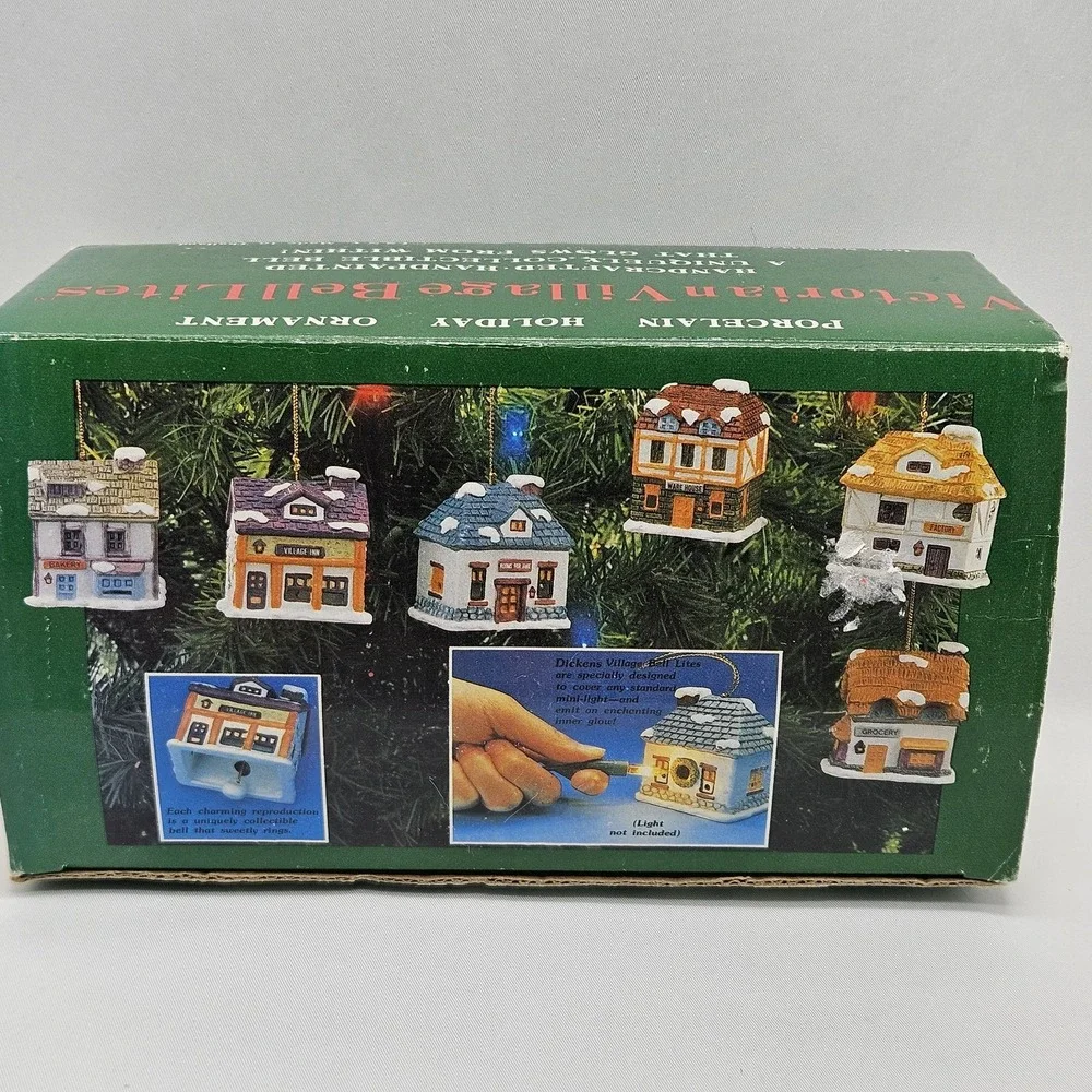 DICKENS VILLAGE‎ BELL Christmas Ornament LIGHT Covers Porcelain Holiday Decor